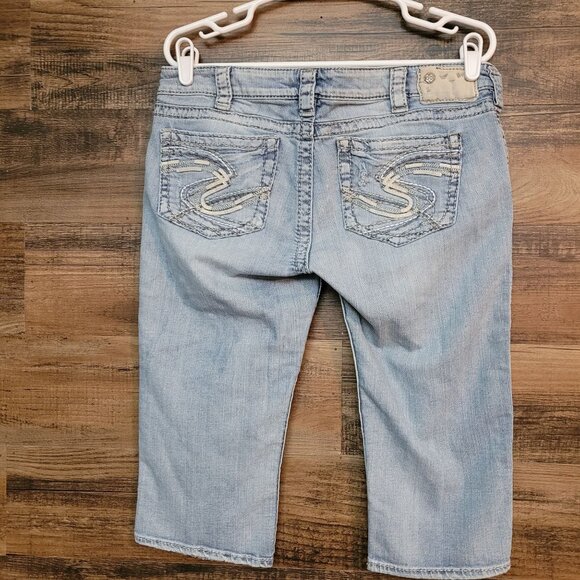 Silver Jeans Size 32 Tuesday Crop Low Rise Tummy Control Thick Stitch Stretch - Picture 1 of 12